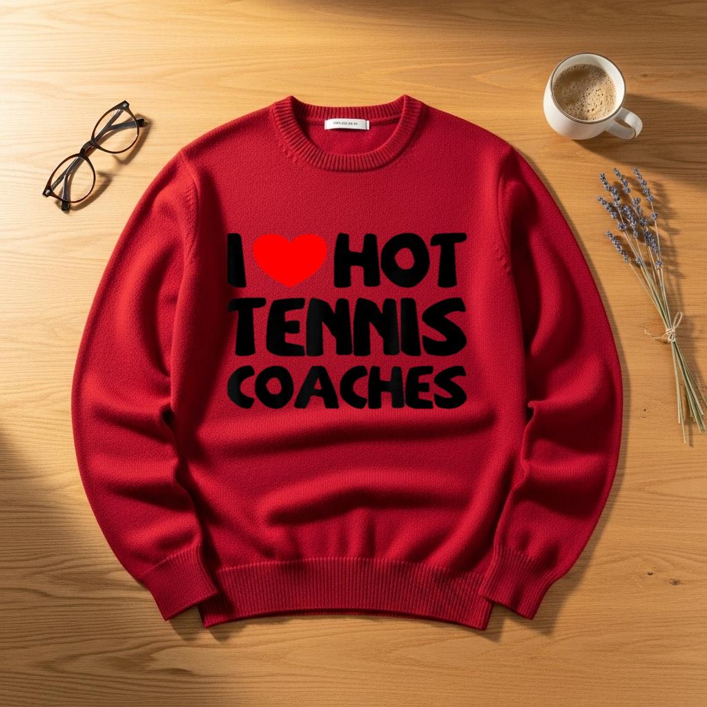 I Love Hot Tennis Coaches Funny heart Sport - Image 4