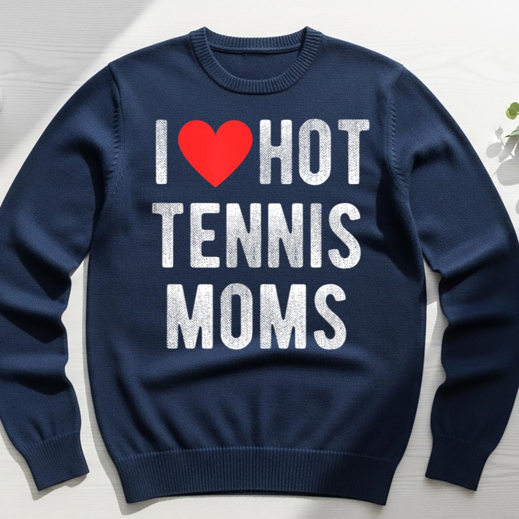 I Love Hot Tennis Moms Funny Sports Mom Dad Quote - Image 6