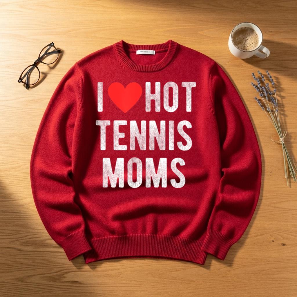 I Love Hot Tennis Moms Funny Sports Mom Dad Quote - Image 4