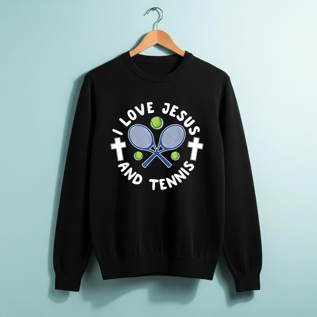 I Love Jesus And Tennis Cool Christian Sports Gift - Image 2