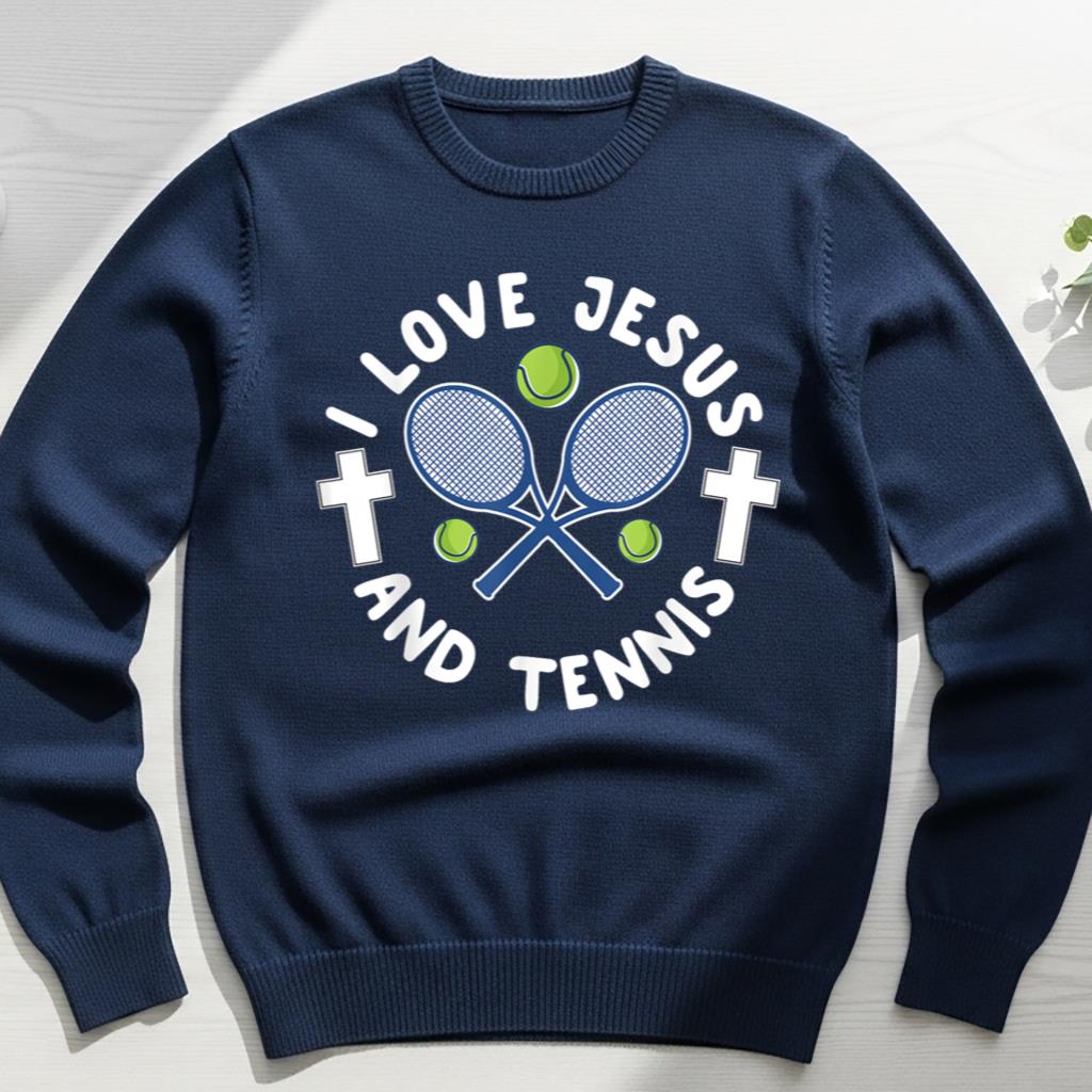 I Love Jesus And Tennis Cool Christian Sports Gift - Image 6