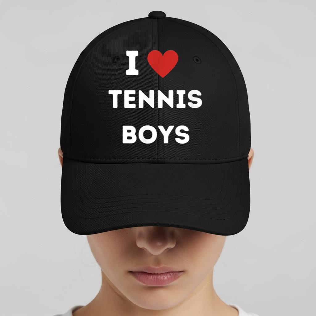 I Love Tennis Boys I Heart Tennis Boys Funny Cap - Image 2
