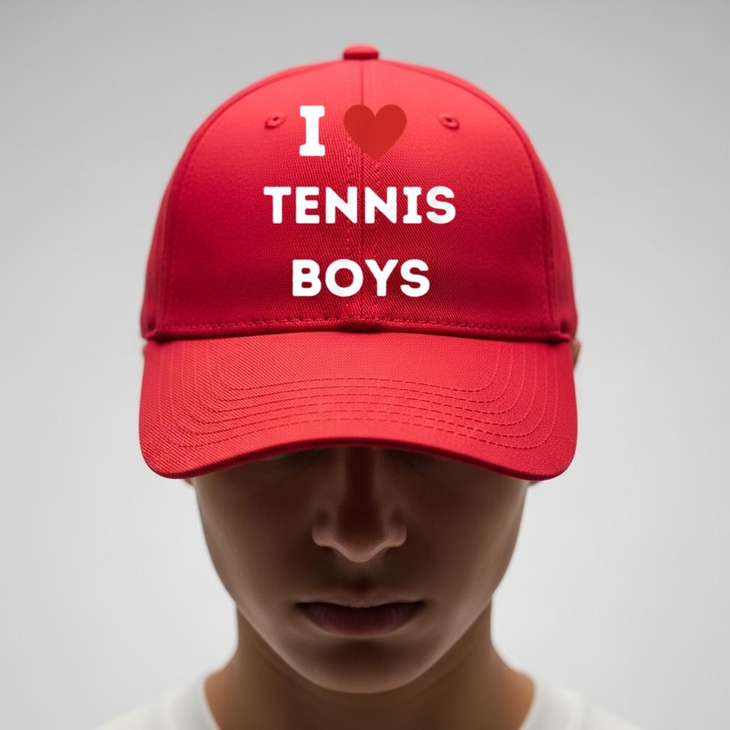 I Love Tennis Boys I Heart Tennis Boys Funny Cap - Image 4