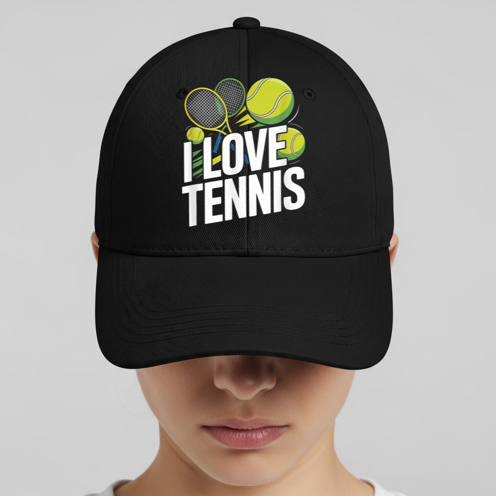 I Love Tennis Enthusiasm Racquet Ball Cap - Image 2