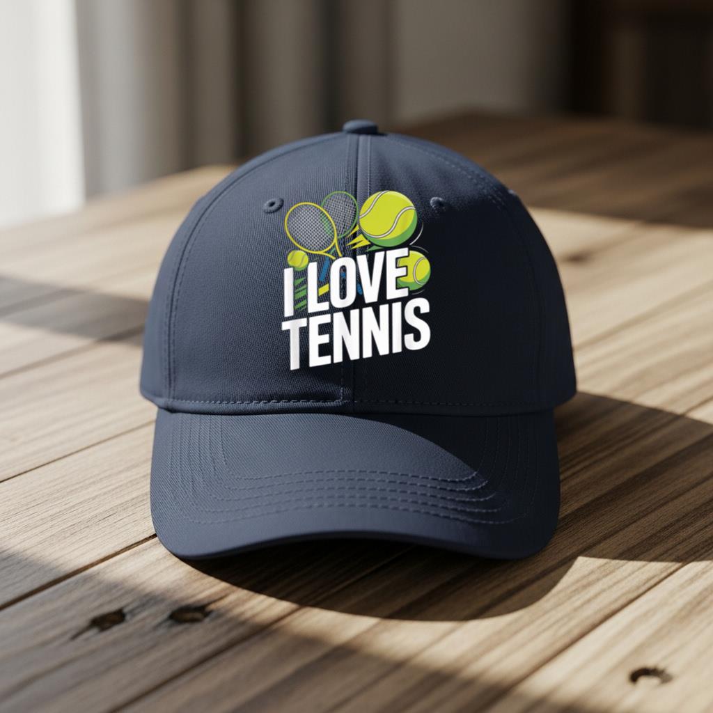 I Love Tennis Enthusiasm Racquet Ball Cap - Image 5