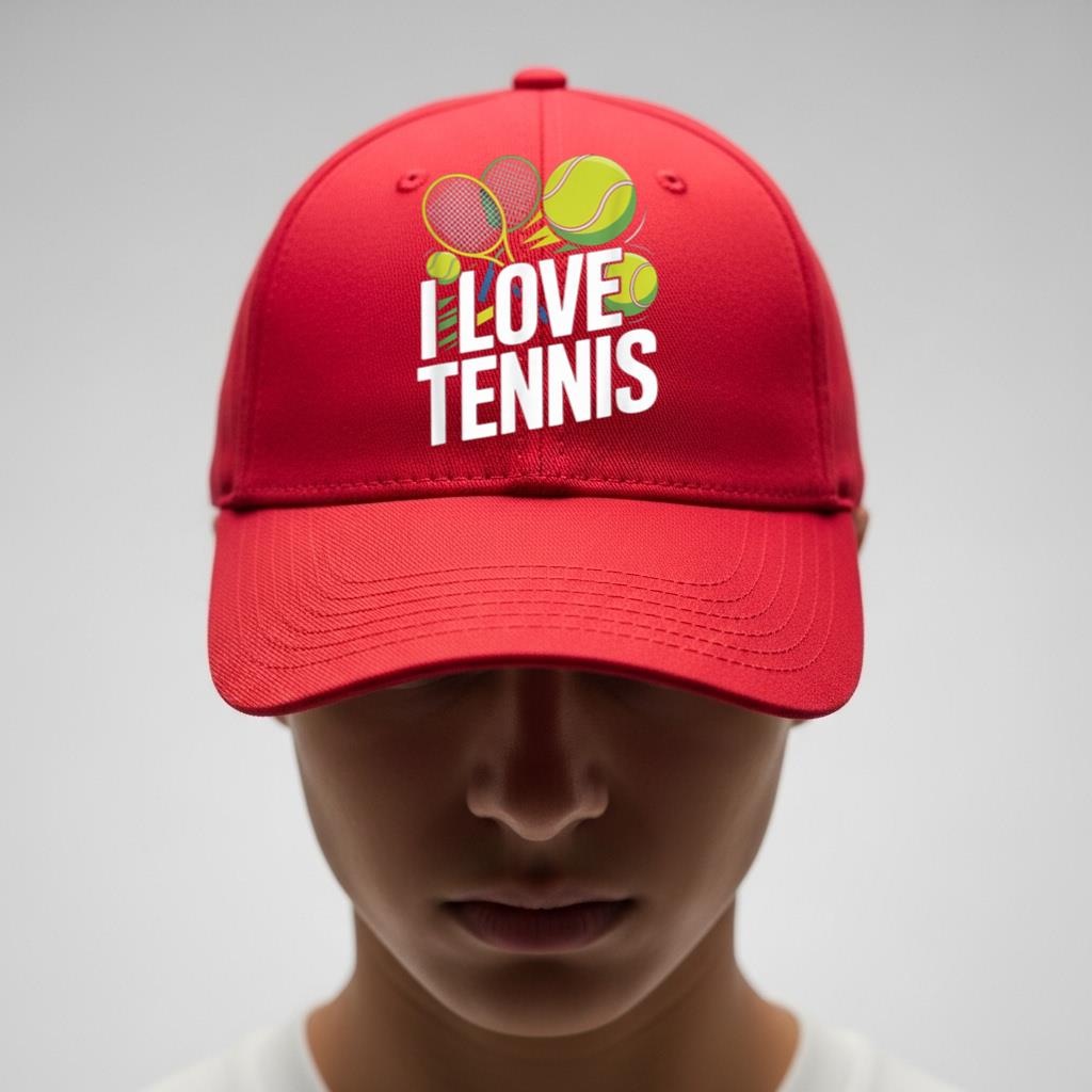 I Love Tennis Enthusiasm Racquet Ball Cap - Image 4
