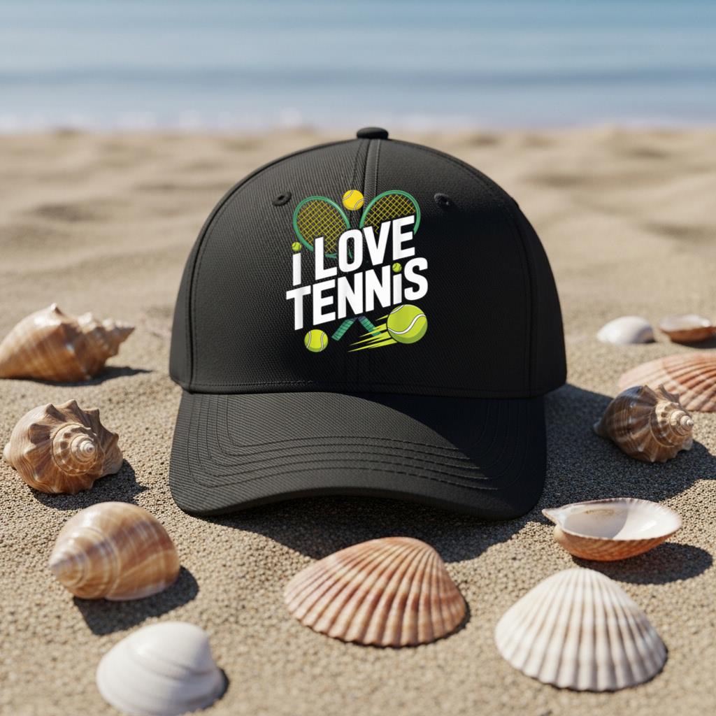 I Love Tennis Enthusiast Racket Balls Cap