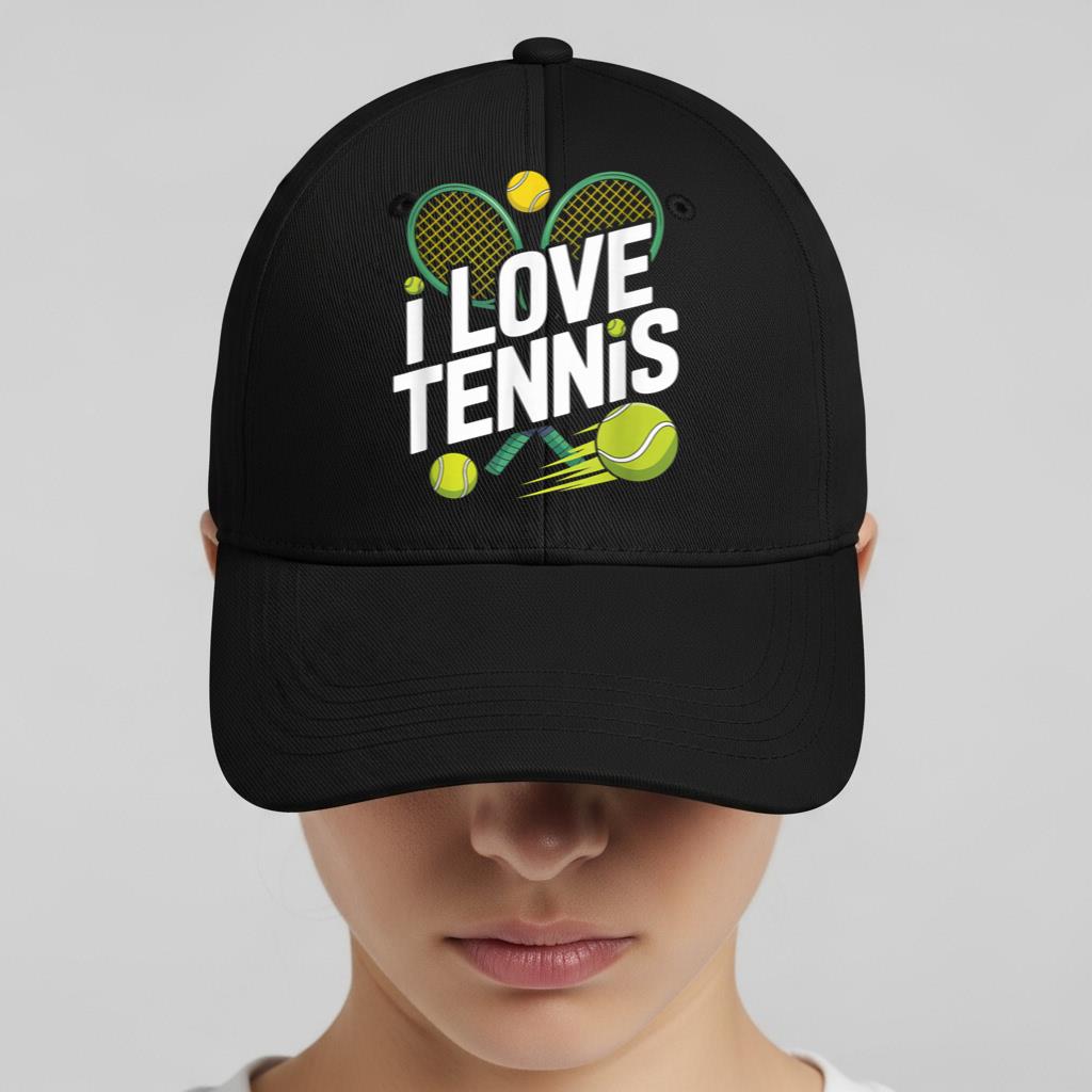 I Love Tennis Enthusiast Racket Balls Cap - Image 2