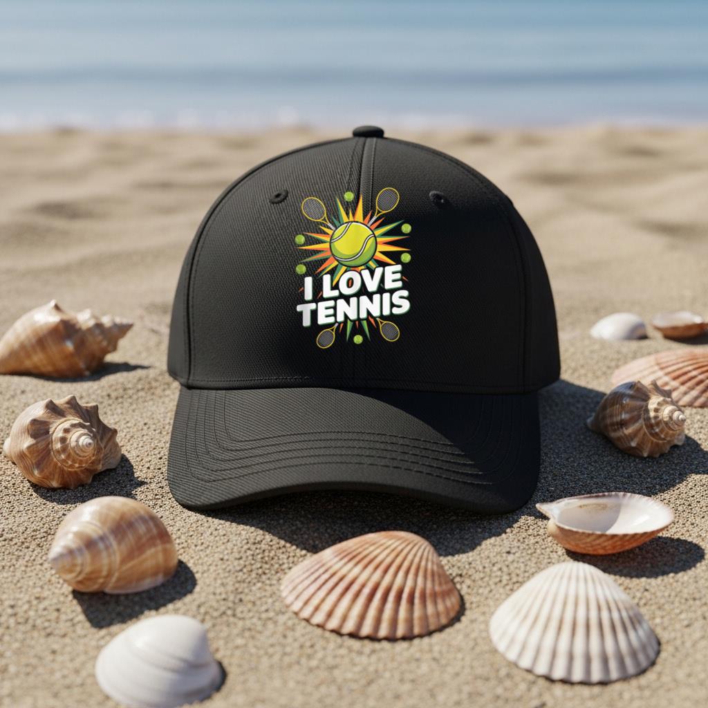 I Love Tennis Racket Balls Graphic Tank Top Cap