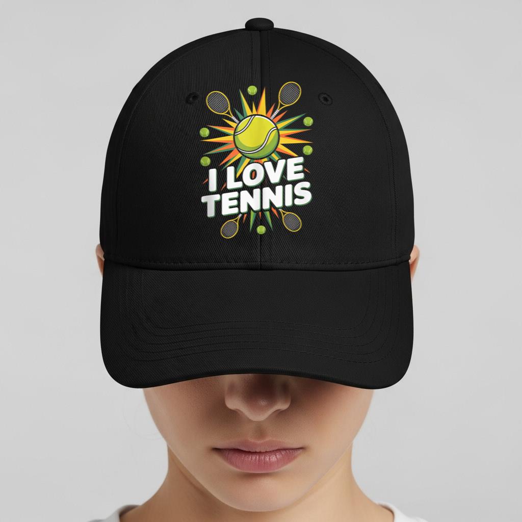 I Love Tennis Racket Balls Graphic Tank Top Cap - Image 2