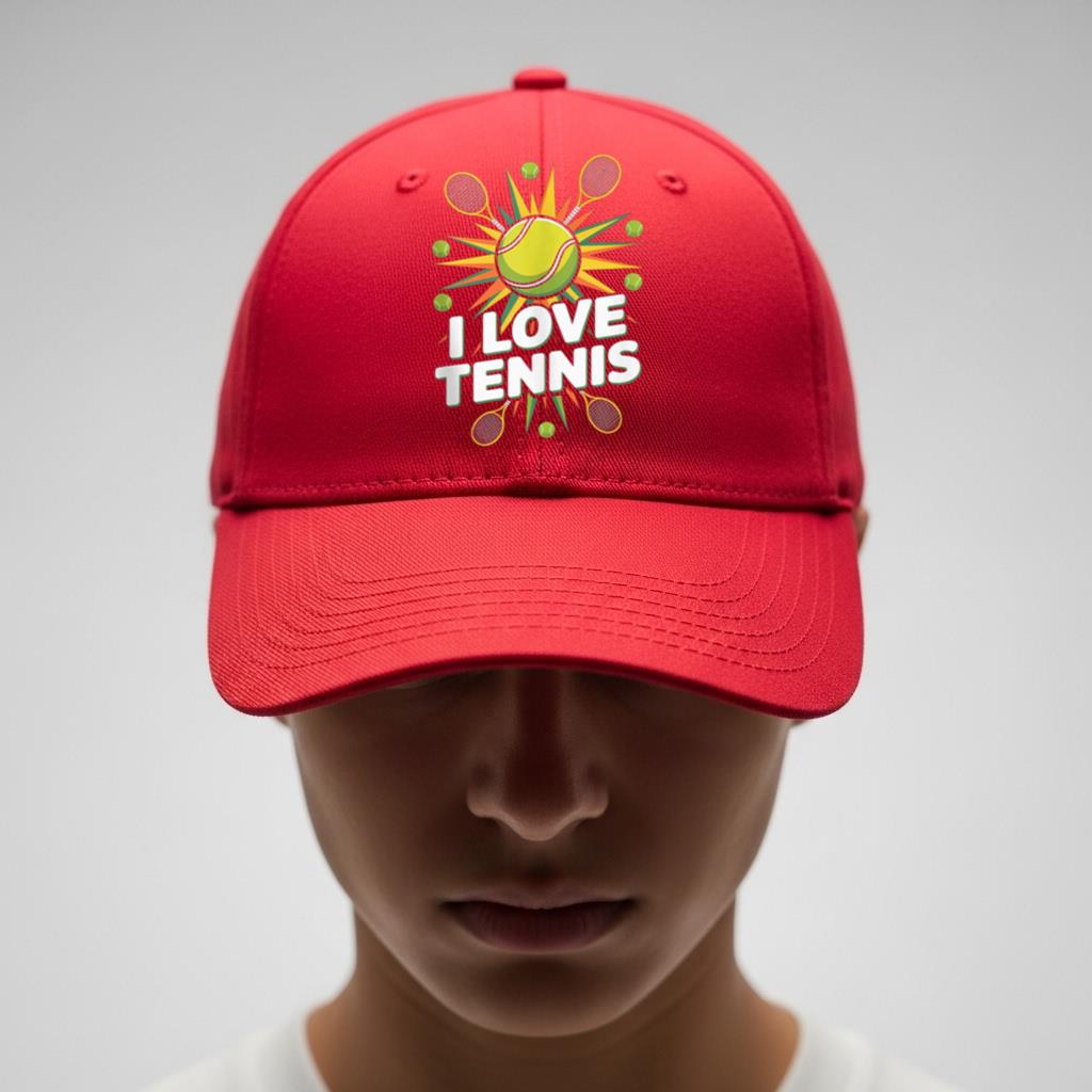 I Love Tennis Racket Balls Graphic Tank Top Cap - Image 4