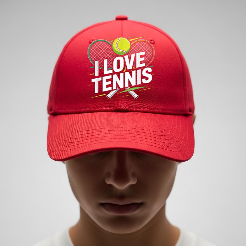 I Love Tennis Rackets Balls Enthusiast Design Cap - Image 4