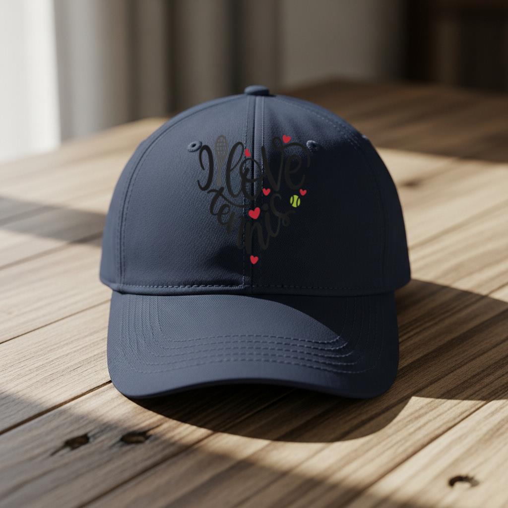 I Love Tennis Girly School Team Coach Player Heart Cap - Image 5