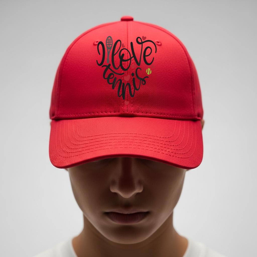 I Love Tennis Girly School Team Coach Player Heart Cap - Image 4