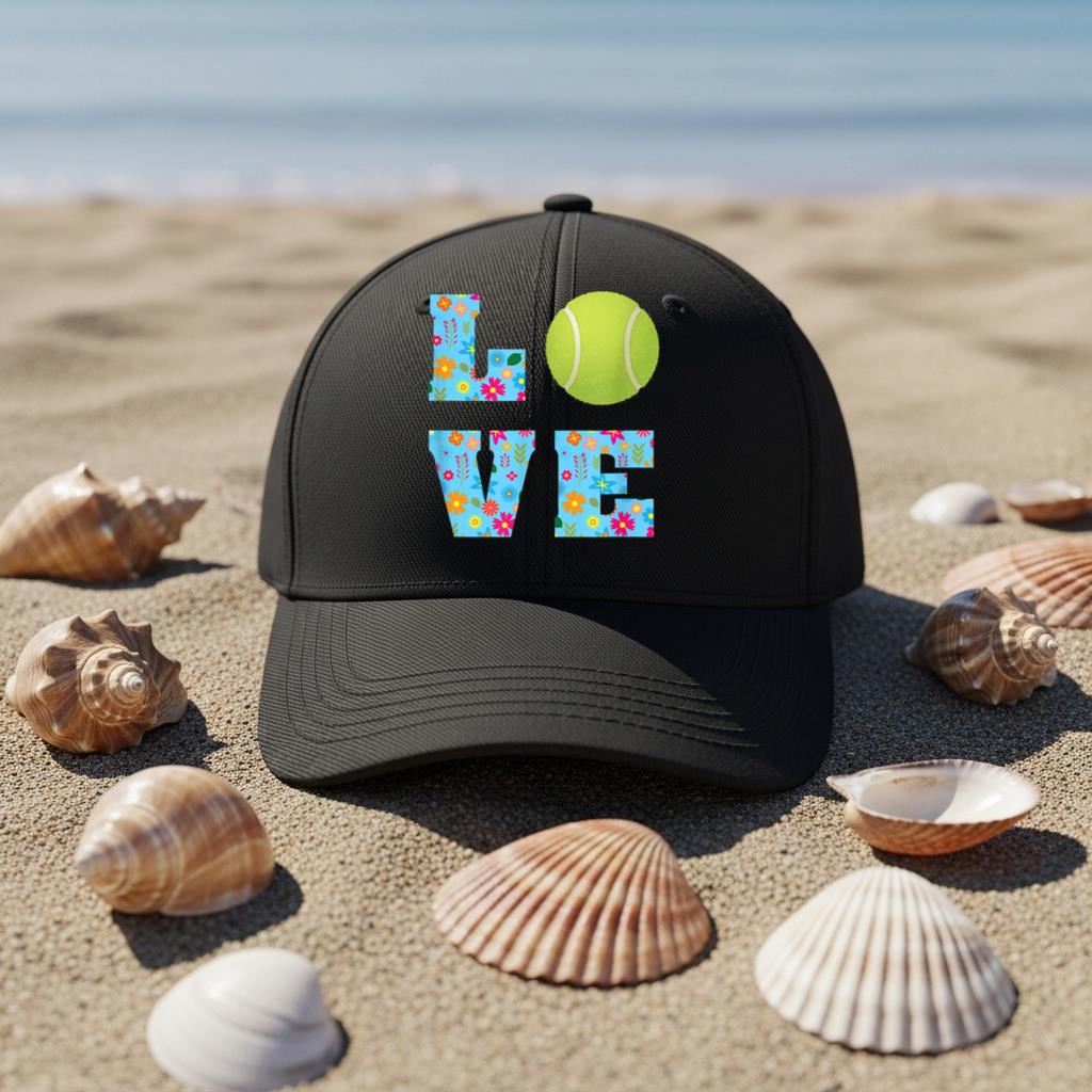 I Love Tennis Tennis Lovers Floral Gifts Cap