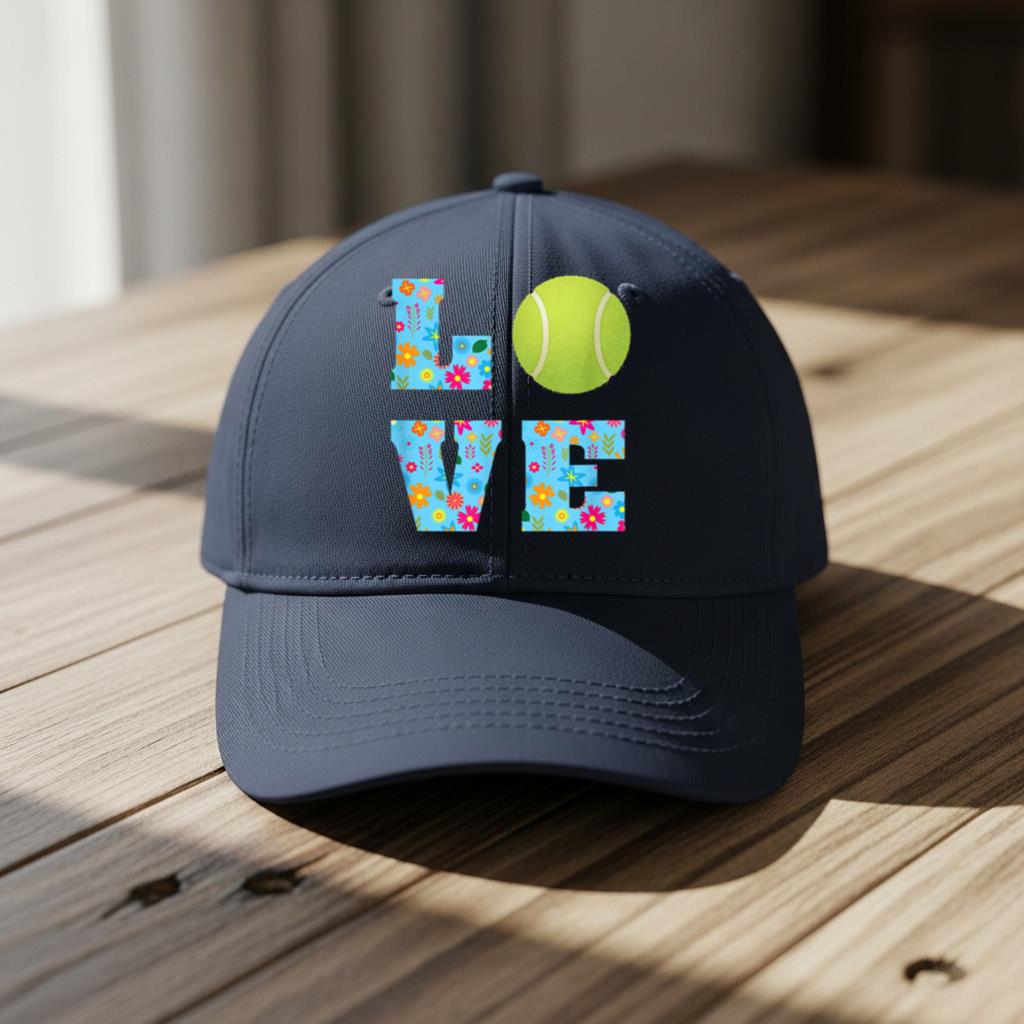 I Love Tennis Tennis Lovers Floral Gifts Cap - Image 5