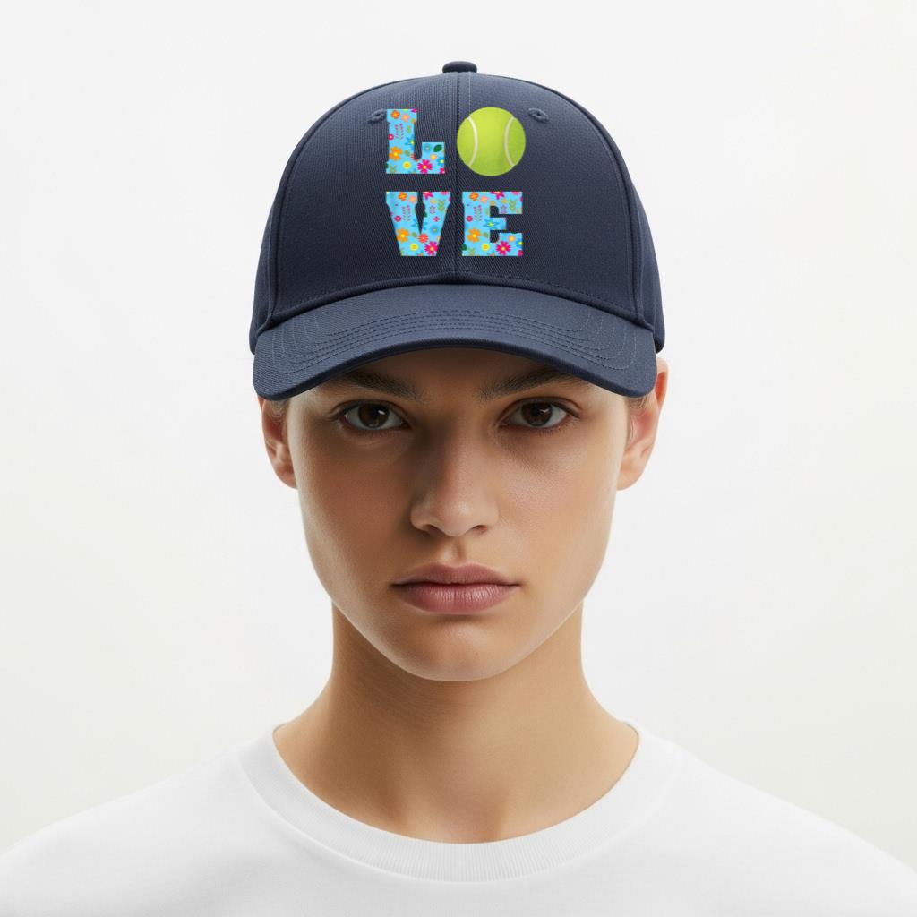 I Love Tennis Tennis Lovers Floral Gifts Cap - Image 6