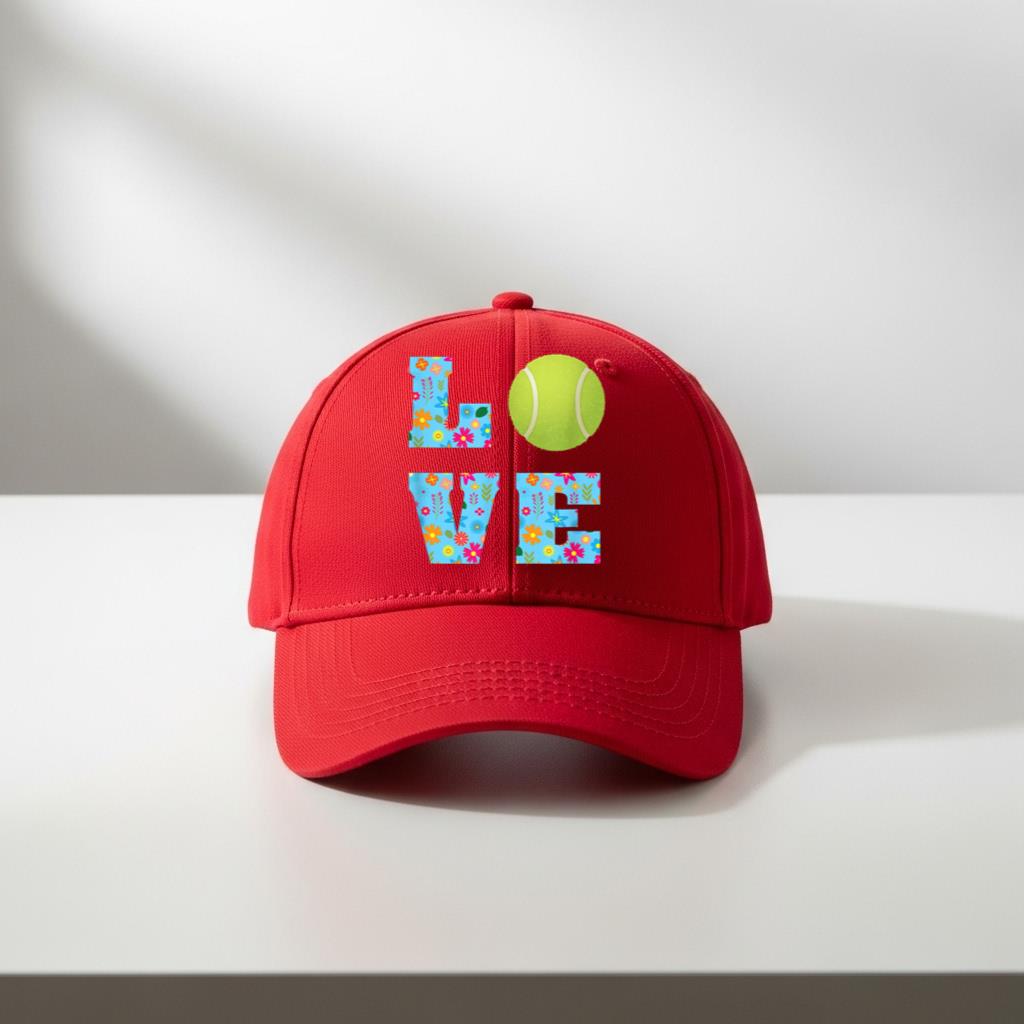 I Love Tennis Tennis Lovers Floral Gifts Cap - Image 3