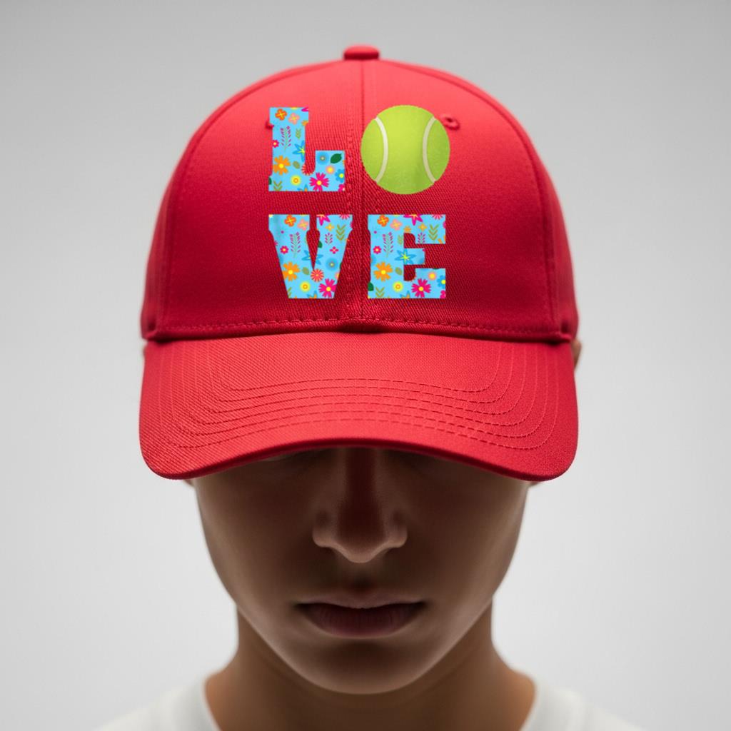 I Love Tennis Tennis Lovers Floral Gifts Cap - Image 4