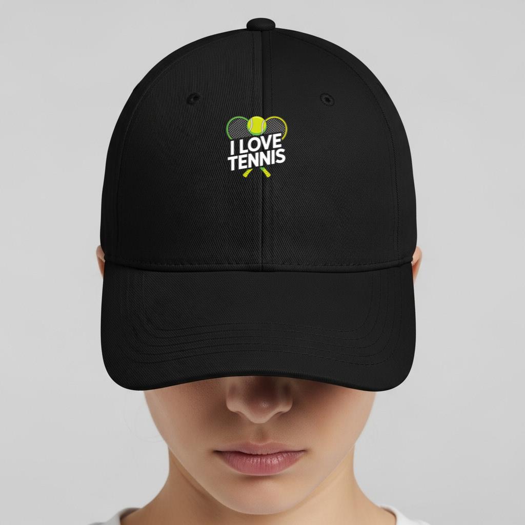 I Love Tennis Sport Enthusiast Design Cap - Image 2