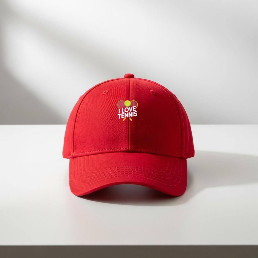 I Love Tennis Sport Enthusiast Design Cap - Image 3