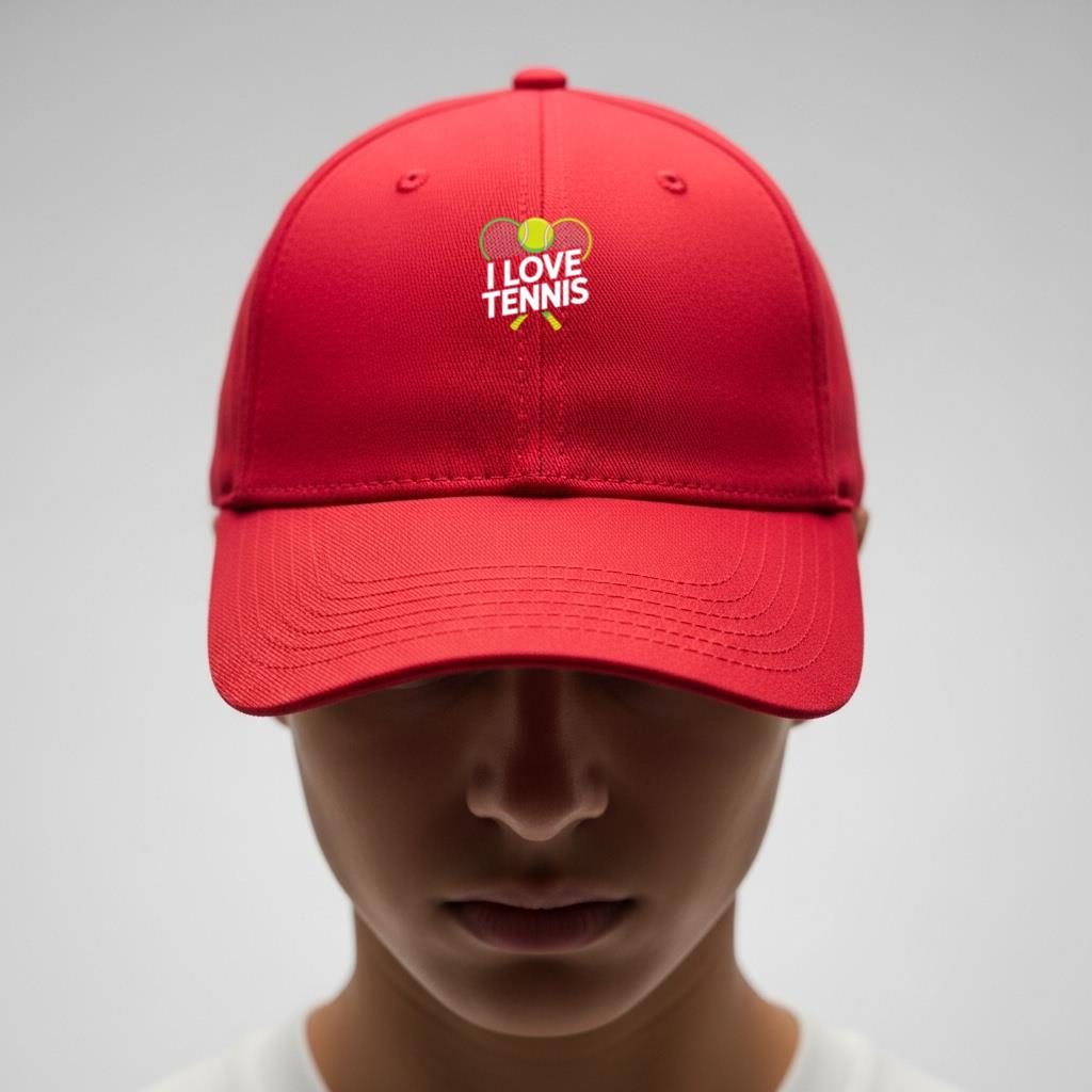 I Love Tennis Sport Enthusiast Design Cap - Image 4