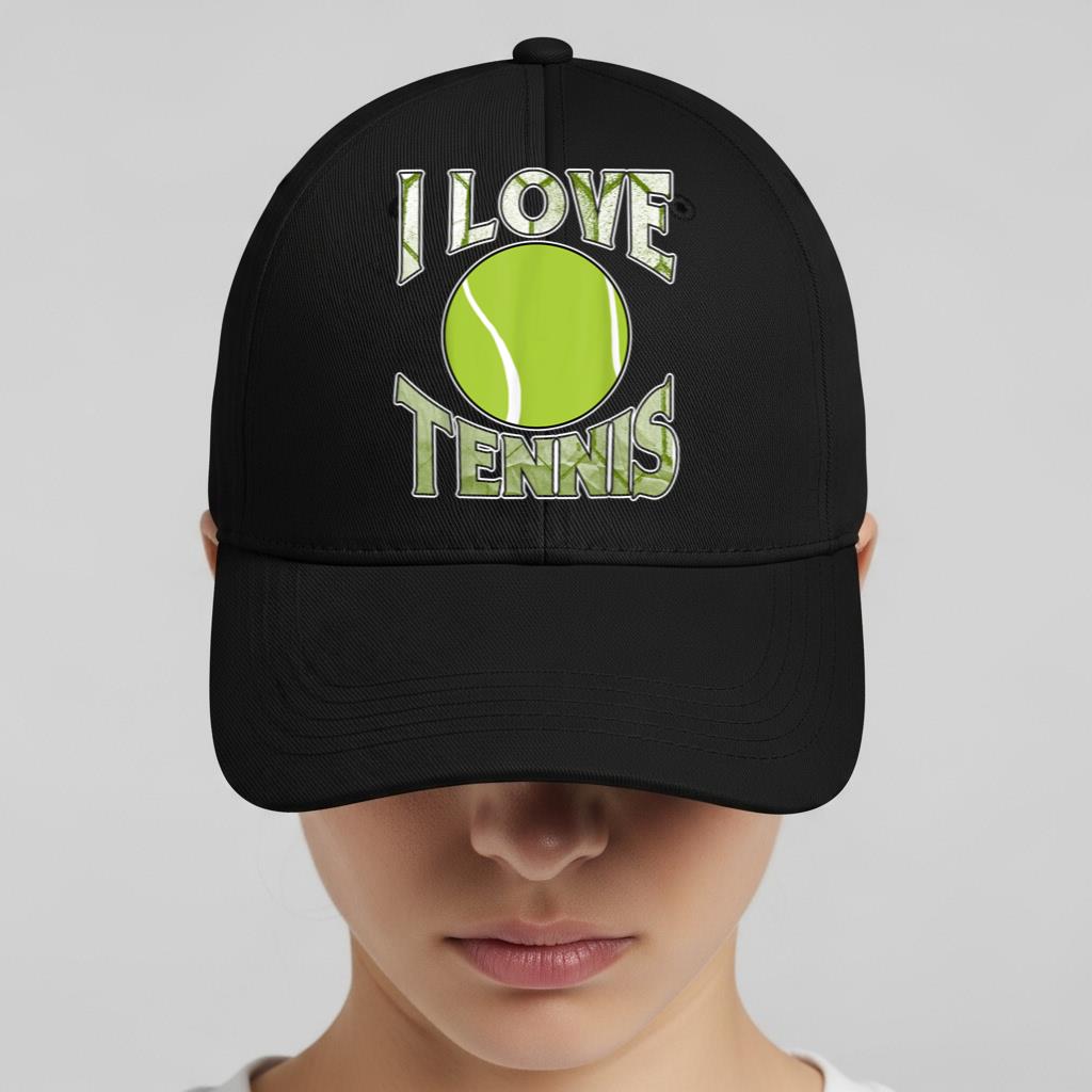 I Love Tennis Sports Tournament Tennis Ball Cap - Image 2