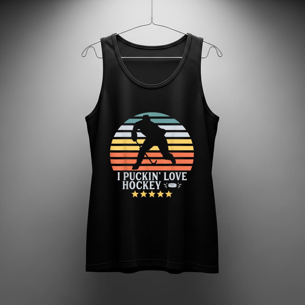 I Puckin' Love Hockey Funny T Tank Top Hockey Player Fan Gift - Image 2