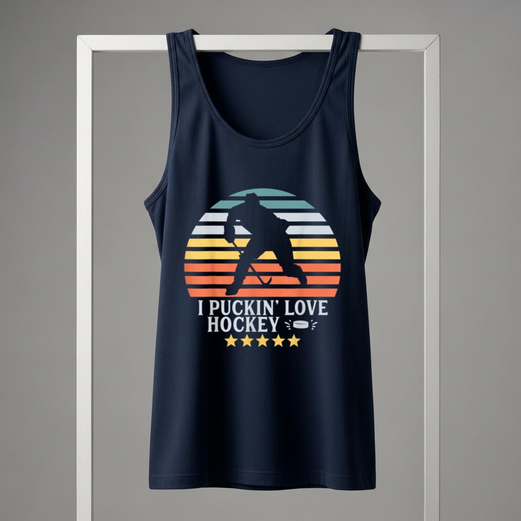 I Puckin' Love Hockey Funny T Tank Top Hockey Player Fan Gift - Image 5
