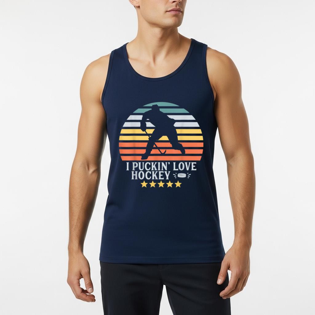 I Puckin' Love Hockey Funny T Tank Top Hockey Player Fan Gift - Image 6