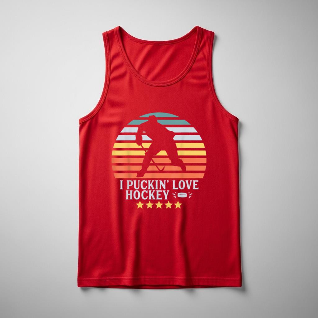 I Puckin' Love Hockey Funny T Tank Top Hockey Player Fan Gift - Image 3