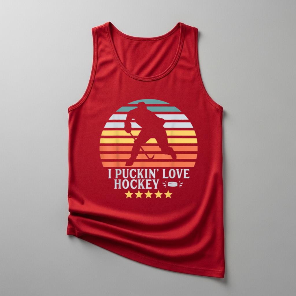 I Puckin' Love Hockey Funny T Tank Top Hockey Player Fan Gift - Image 4