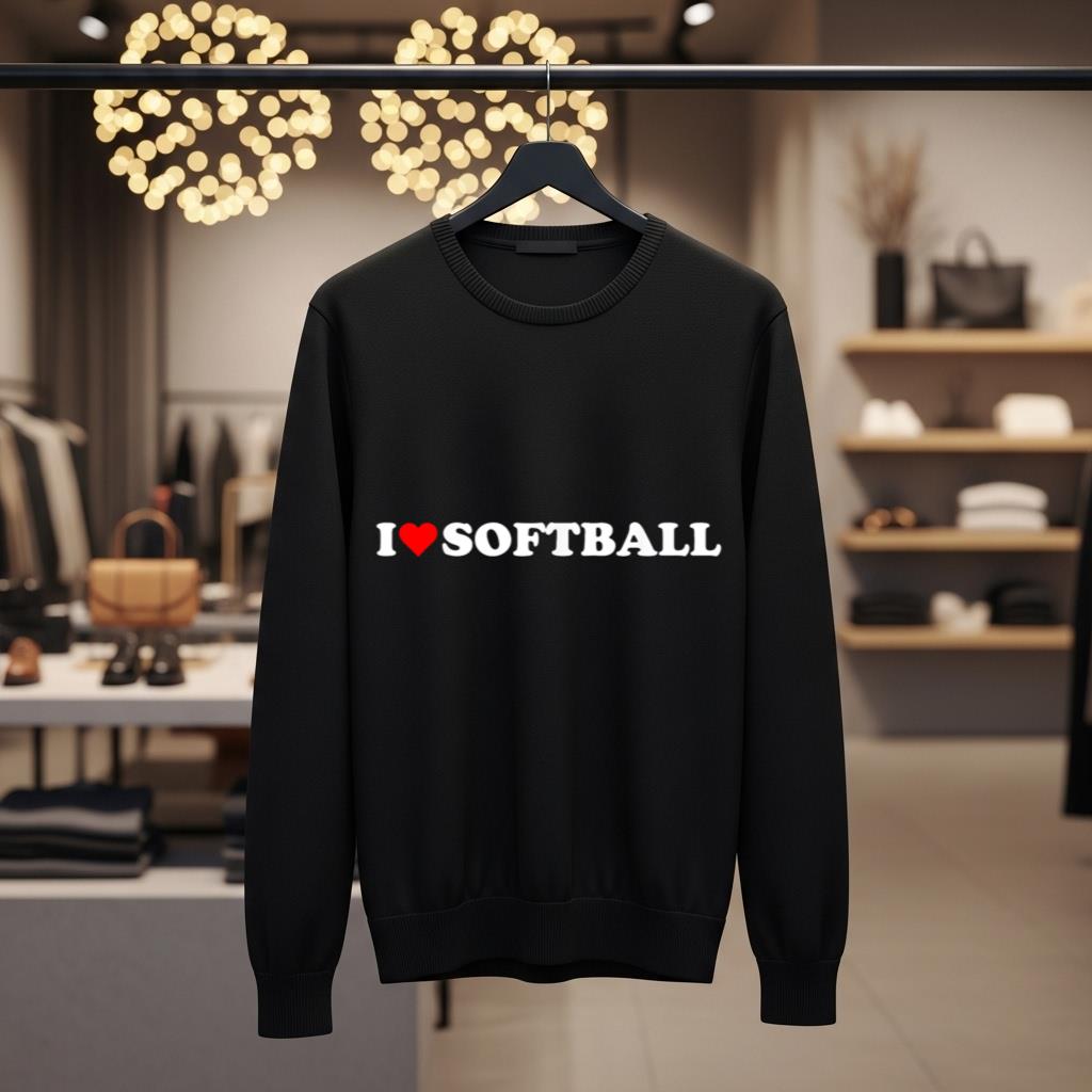 I heart softball I love softball red heart baseball lover