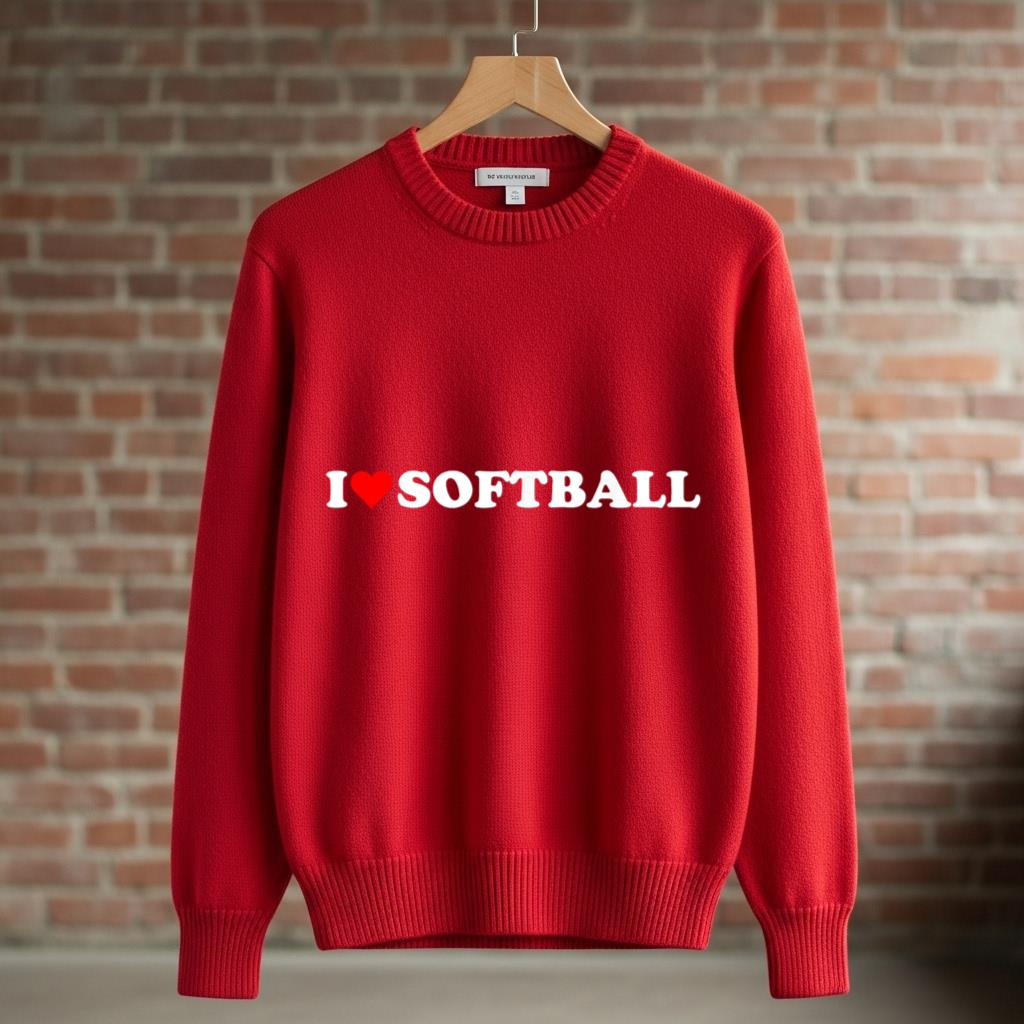 I heart softball I love softball red heart baseball lover - Image 3