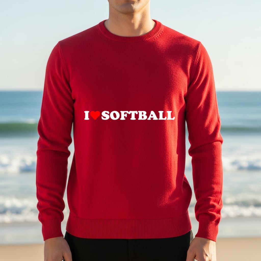 I heart softball I love softball red heart baseball lover - Image 4