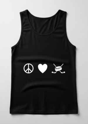Womens Peace Love Hockey   I Love Hockey V Neck
