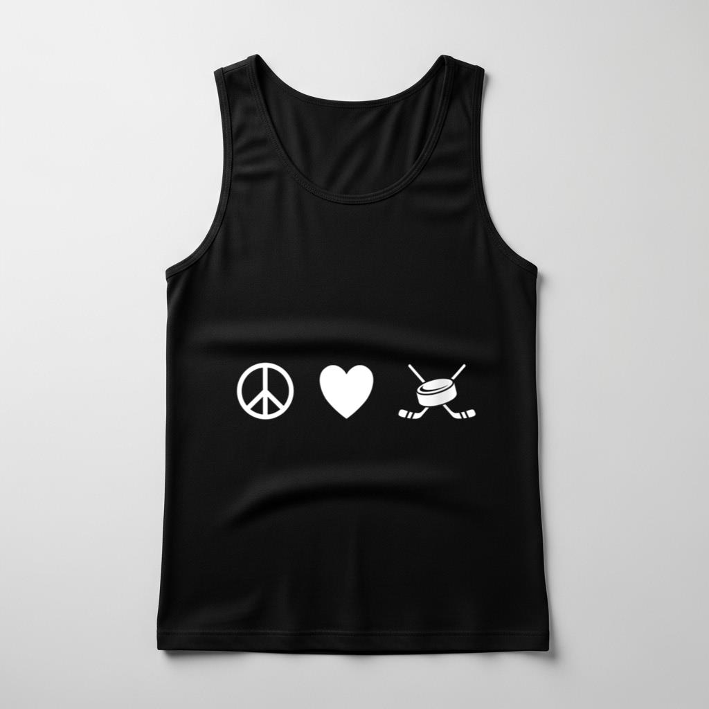 Womens Peace Love Hockey   I Love Hockey V Neck