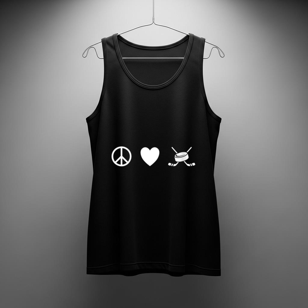 Womens Peace Love Hockey   I Love Hockey V Neck - Image 2
