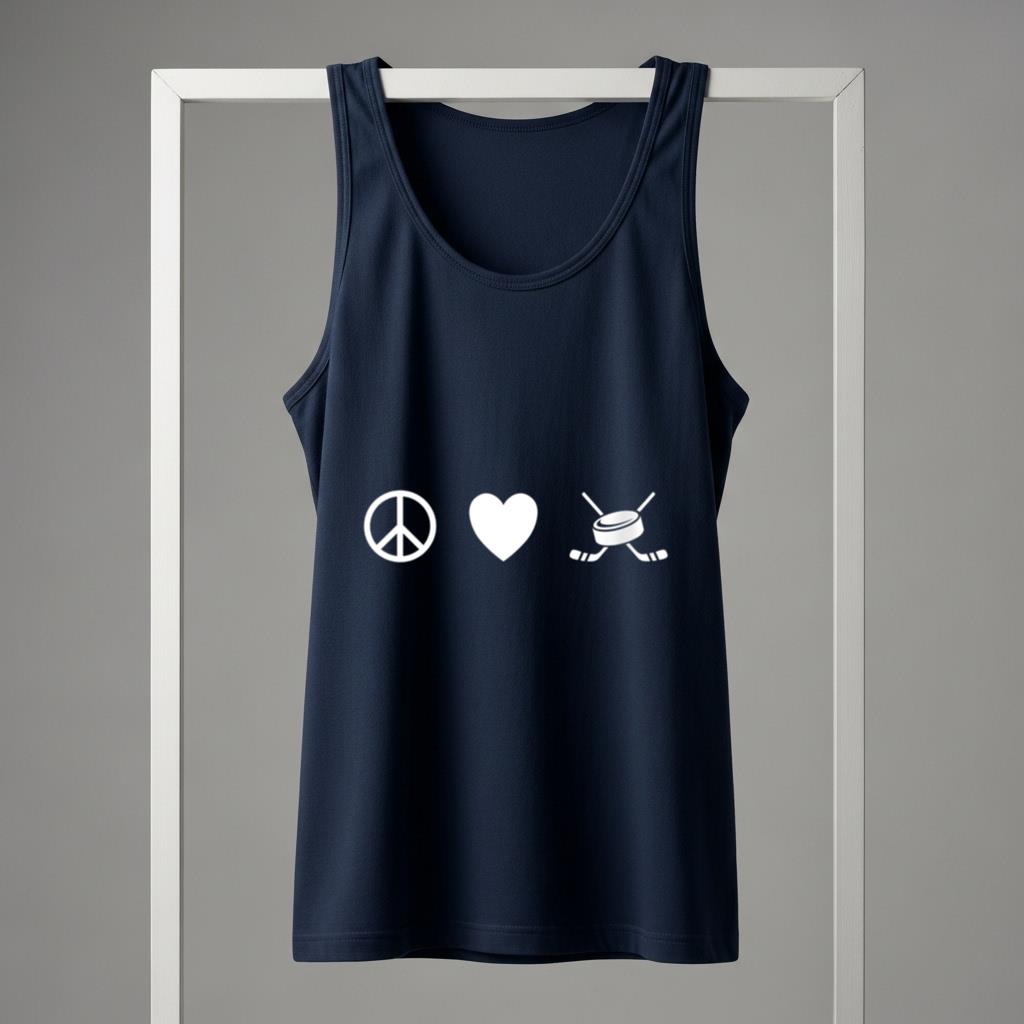 Womens Peace Love Hockey   I Love Hockey V Neck - Image 5