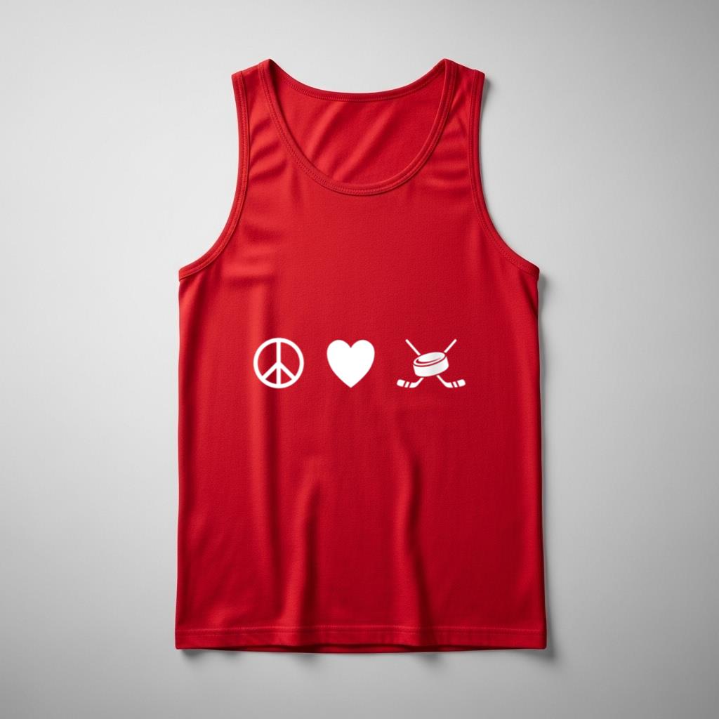 Womens Peace Love Hockey   I Love Hockey V Neck - Image 3